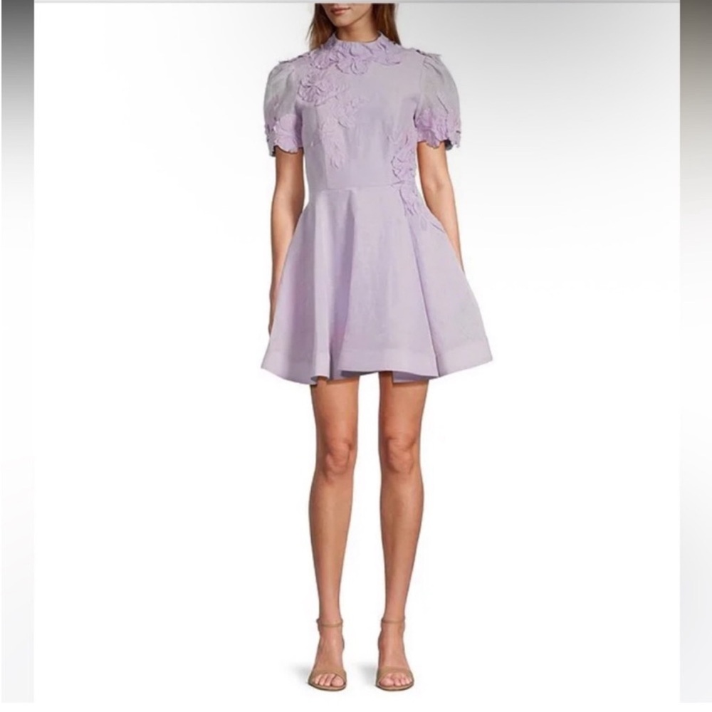 Antonio Melani Lilac Floral Appliqué Mini Dress